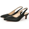 thumbnail image 6 of DADAWEN Women's Closed Pointed Toe Pumps Slingback Kitten Heel Dressy Heels Evening Wedding Bride Party Shoes Black 6.5 US, 6 of 7