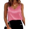 thumbnail image 1 of Ekouaer Camiseta sin mangas de satén de seda para mujer, cuello en V, informal, sin mangas, camisola, blusa básica de verano, 1 of 4