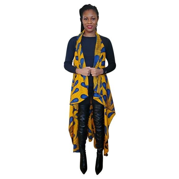 Orange Peacock African Print Fashion Shawl wrap with Armholes Light-weight with Belt