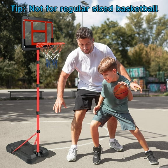 Kids Basketball Hoop Adjustable Height 3.5FT-6.2FT, Mini Basketball Goal for Boys 3-8 Years Old, Red