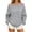 Gray, variant on Women’s Off Shoulder Hooded Sweatshirt Long Sleeve Pullover With Pocket,Sizes S-2XL