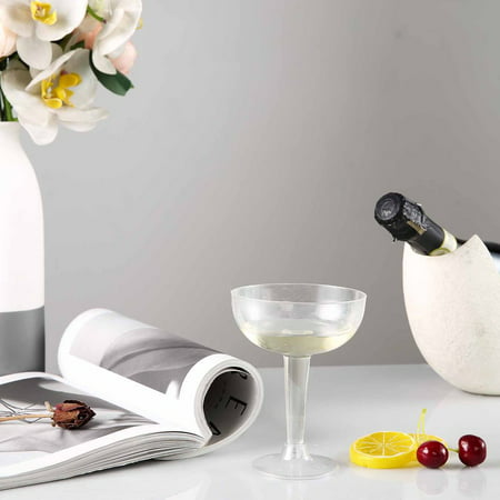 Efavormart 100 Pcs - Clear 4oz Disposable Plastic Champagne Glass - Crystal