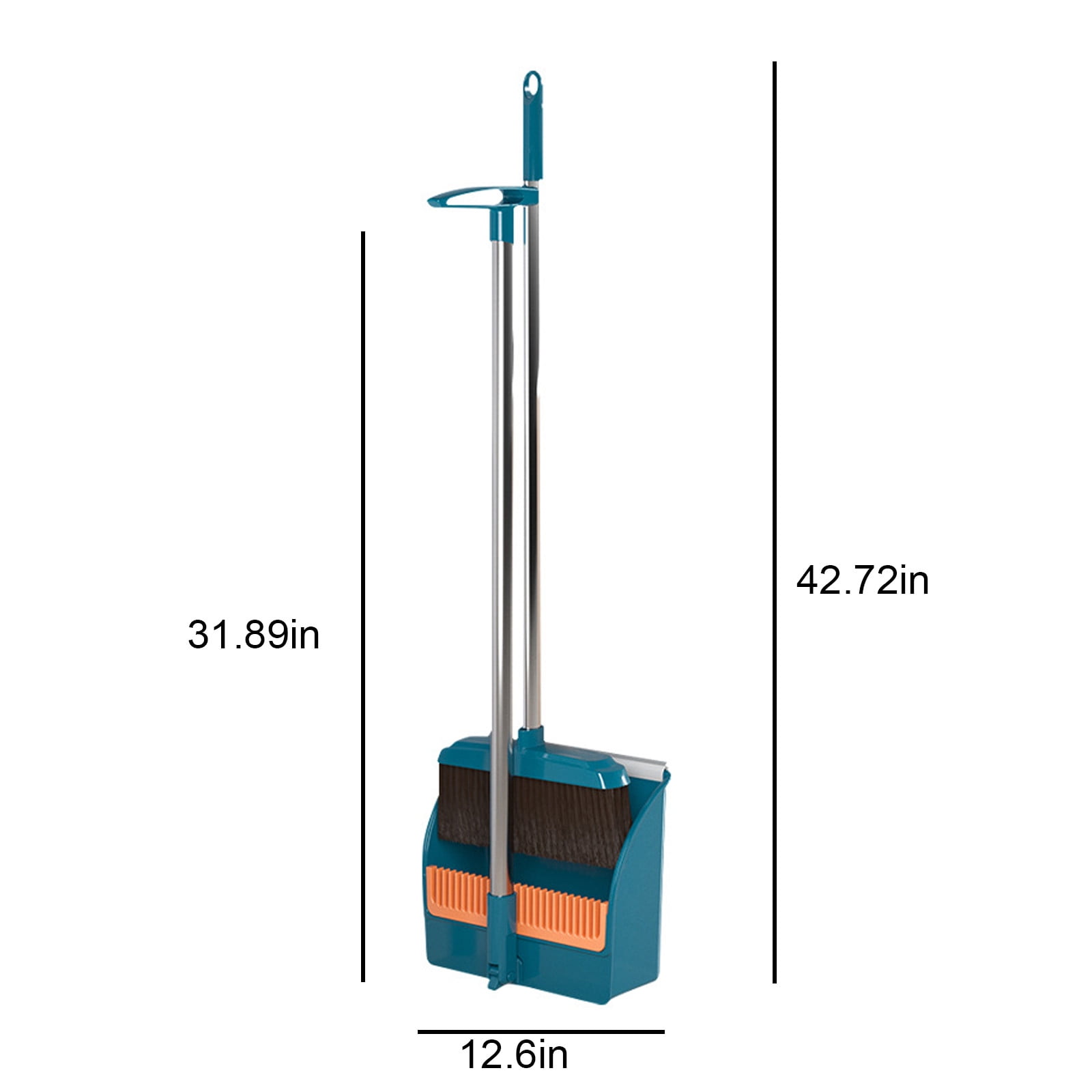 Almcmy Broom and Dustpan Set, 47 Long Handle Dust Pan and Broom Combo,  Upright Standing Dustpan with Self-Cleaning Teeth, Stand Up Broom and  Dustpan