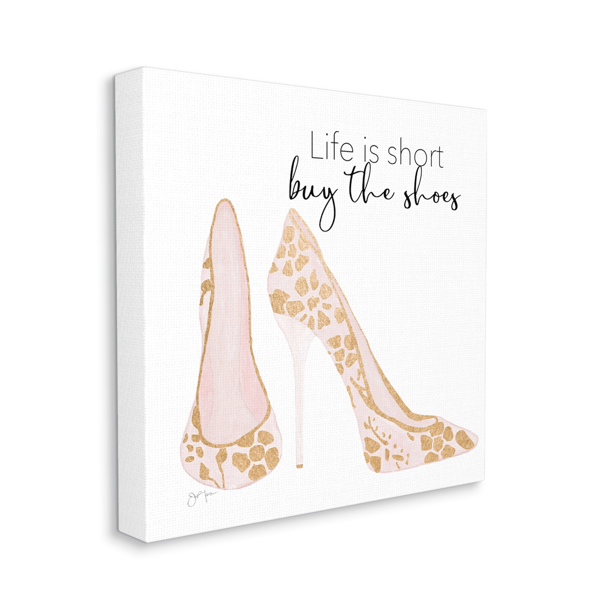 Stupell Industries Buy The Shoes Motivational Floral Heel Pattern Graphic Art Gallery Wrapped Canvas Print Wall Art, Design by Tava Studios