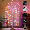 thumbnail image 4 of 3pcs Lighted Willow Tree, 4ft/5ft/6ft Colorful LED Birch Tree for Christmas Decoration,RGB Led Tree with Remote Weeping Willow Tree Christmas Tree Halloween Tree, White, 4 of 5