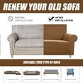 thumbnail image 6 of Stretch Sofa Slipcover 1-Piece Sofa Cover Furniture Protector Couch Soft with Elastic Bottom for Kids, Polyester Spandex Jacquard Fabric Small Checks with 1 Pillowcase(2 Seater, Coffee), 6 of 11