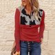 thumbnail image 2 of Mujeres Casual Impresión Botones Manga larga Encaje Empalme Blusa delgada Camiseta Tops Fridja  fksj2088, 2 of 7