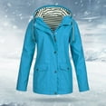 thumbnail image 2 of Tiqkatyck Womens Rain Jacket, Women Solid Rain Jacket Outdoor Plus Size Waterproof Hooded Coat Windproof Loose Coat Ski Jacket Women Windbreaker Jacket Women, Jacket Sky Blue 2XL, 2 of 4