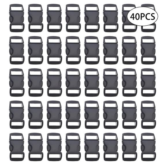 VANIDO 40Pcs 3/8'' Paracord Bracelet Clasps Plastic Braided Clips Buckle Parachute Backpack Buckles Black