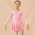 thumbnail image 2 of Xdegoge Ballet Leotard with Skirt V-Neck Long Sleeve Dance Practice Wear Professional Gymnastic Training Costume, 2 of 9