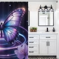 thumbnail image 4 of Dreamy Purple Butterfly Pattern Shower Curtain Ornament Bathroom Curtains with Fabric Bathroom Decor, 4 of 6