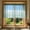 Blue, variant on 55" × 18" Embroidered Lace Sheer Kitchen Curtain Valance, Rod Pocket Floral Window Treatment for Small Windows