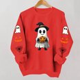 thumbnail image 6 of Womens Halloween Tops Cute Ghost Printed Crew Neck Long Sleeve Trendy Loose Spooky Festival Pullover Top Red M, 6 of 7