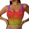 thumbnail image 2 of Picia Rainbow Glitter Sports Bra for Women,Padded Strappy Sports Bras Medium Support Yoga Bra with Removable Cups,Running Yoga Bra-Medium, 2 of 9