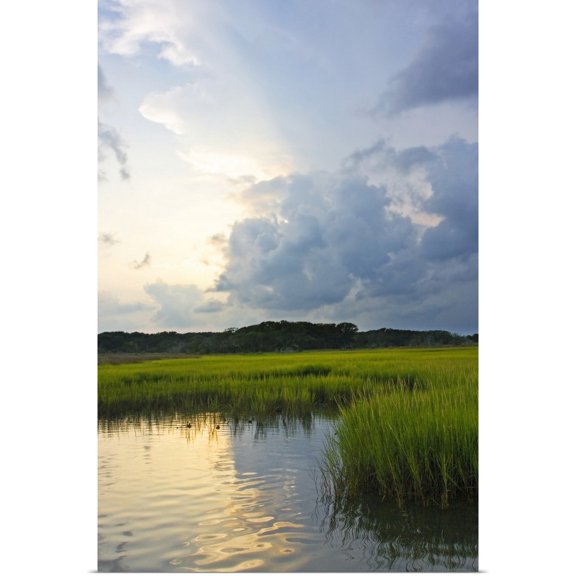 Great BIG Canvas | Rolled Alan Hausenflock Poster Print entitled Sunset on Bogue Sound 3