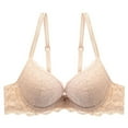 thumbnail image 4 of GEWSEY Women's Lace Push Up Bra Padded Support Full Coverage Plunge Everyday Lift Bra (Beige, 28B), 4 of 4