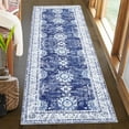 thumbnail image 2 of Haperlare Area Rugs Washable Rug Vintage Rug Traditional Rug Foldable Thin Rug for Bedroom Living Room, 2' x 6' Navy Blue, 2 of 7