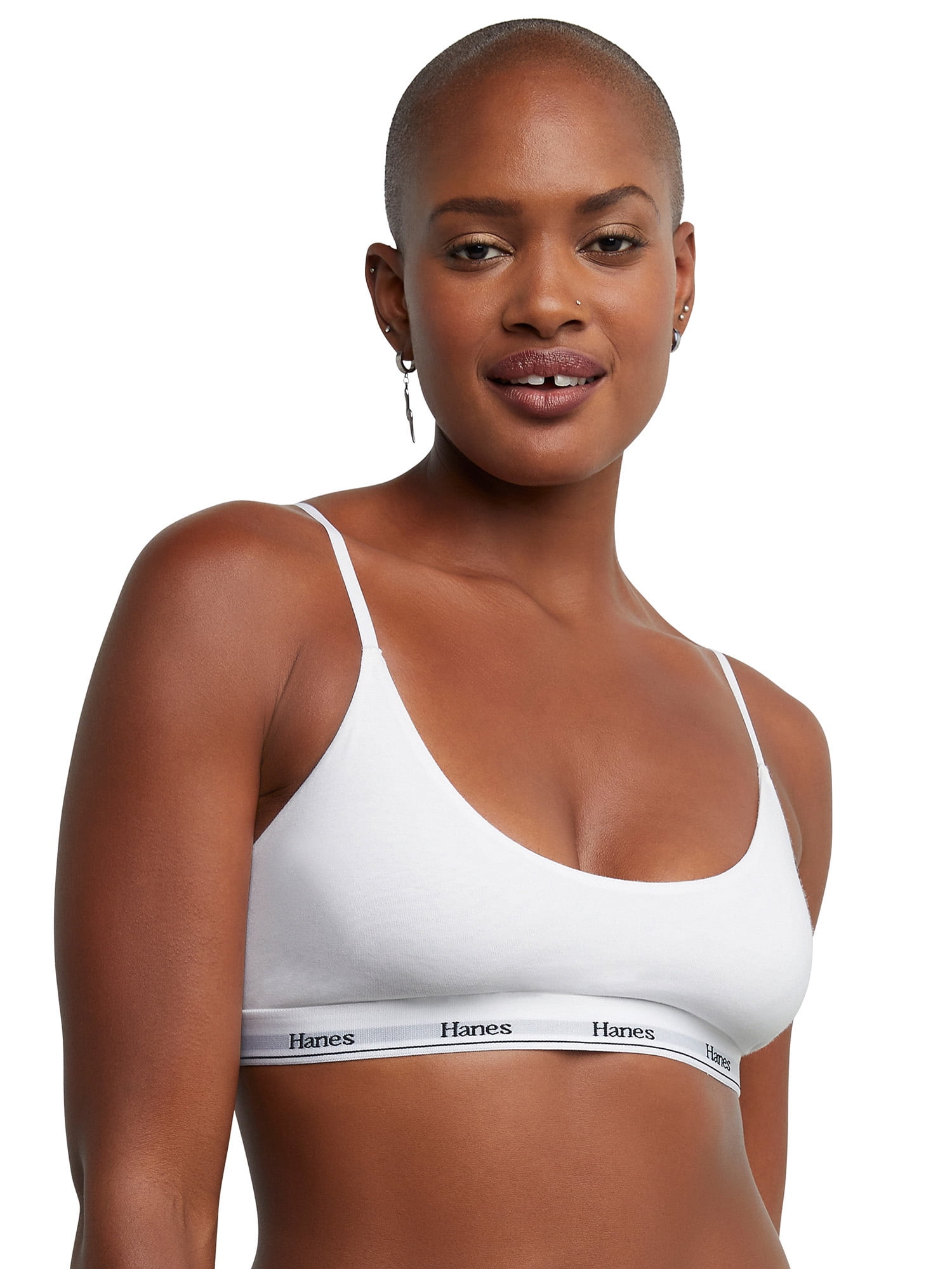 Hanes Originals Women's Cropped Bralette, Breathable Stretch Cotton, 2-Pack,  Style MHO103 