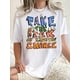 thumbnail image 1 of Camiseta elegante con estampado de letras para mujer: cuello redondo informal, manga corta, algodón elástico, lavable a máquina. Perfecta para verano y ropa informal. Top deportivo informal., 1 of 6