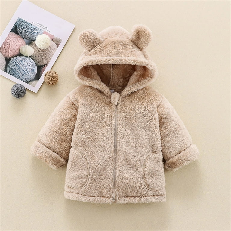 Baby Girls Winter Jackets Warm Faux Fur Fleece Coat Children Jacket Rabbit  Ear Hooded Outerwear Kids Jacket for Girls Clothing