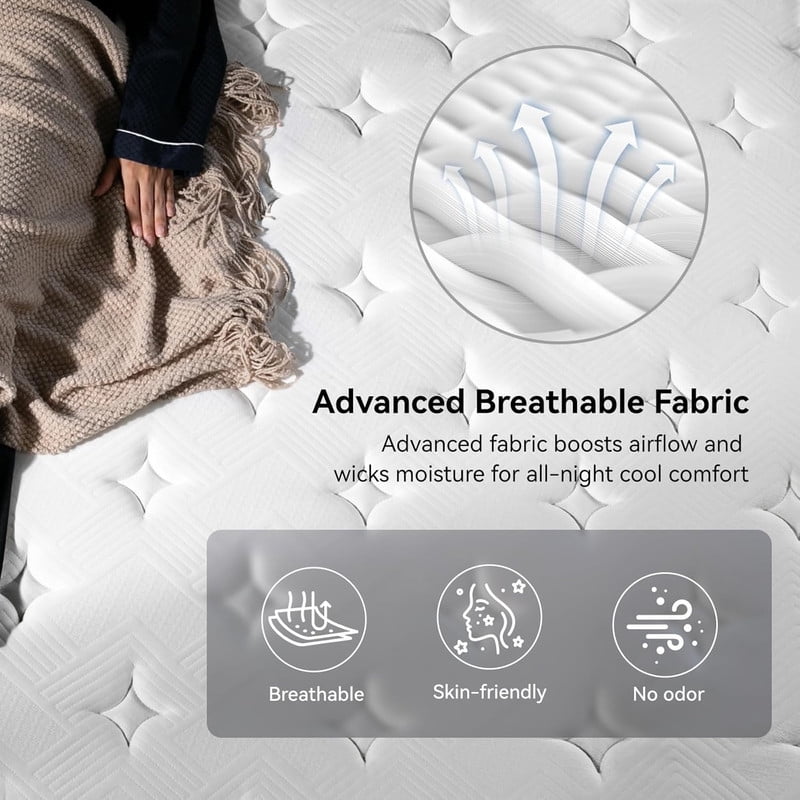 King Mattress, 12 Inch Hybrid Mattress in a Box, Memory Foam and Individual Pocket Springs, Medium Firm Comfort, Motion Isolation, Ideal for All Sleep Positions, CertiPUR-US Certified