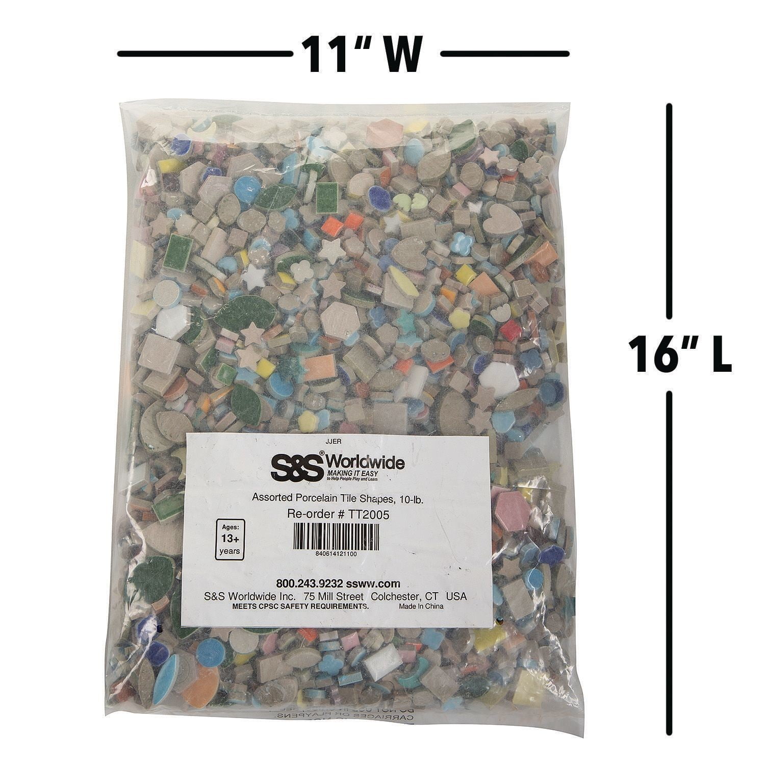 S&S Worldwide Assorted Porcelain Mosaic Tiles for Crafts, Assorted s and sizes, Colorful Stained Ceramic Pieces, Glazed Craft Tiles, DIY Art Projects, Indoor and Outdoor Use - 10lbs.