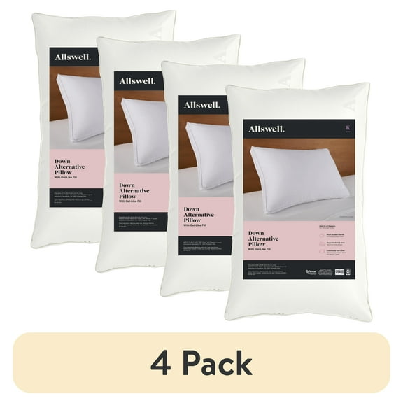(4 pack) Allswell Down Alternative Bed Pillows, King - Firm, All Positions