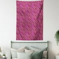 thumbnail image 4 of Moroccan Tapestry, Art in Ancient Times Checkered Pattern with Abstract Pinkish Motifs, Wall Hanging for Bedroom Living Room Dorm Decor, 60W X 80L Inches, Magenta Purple Marigold, by Ambesonne, 4 of 5