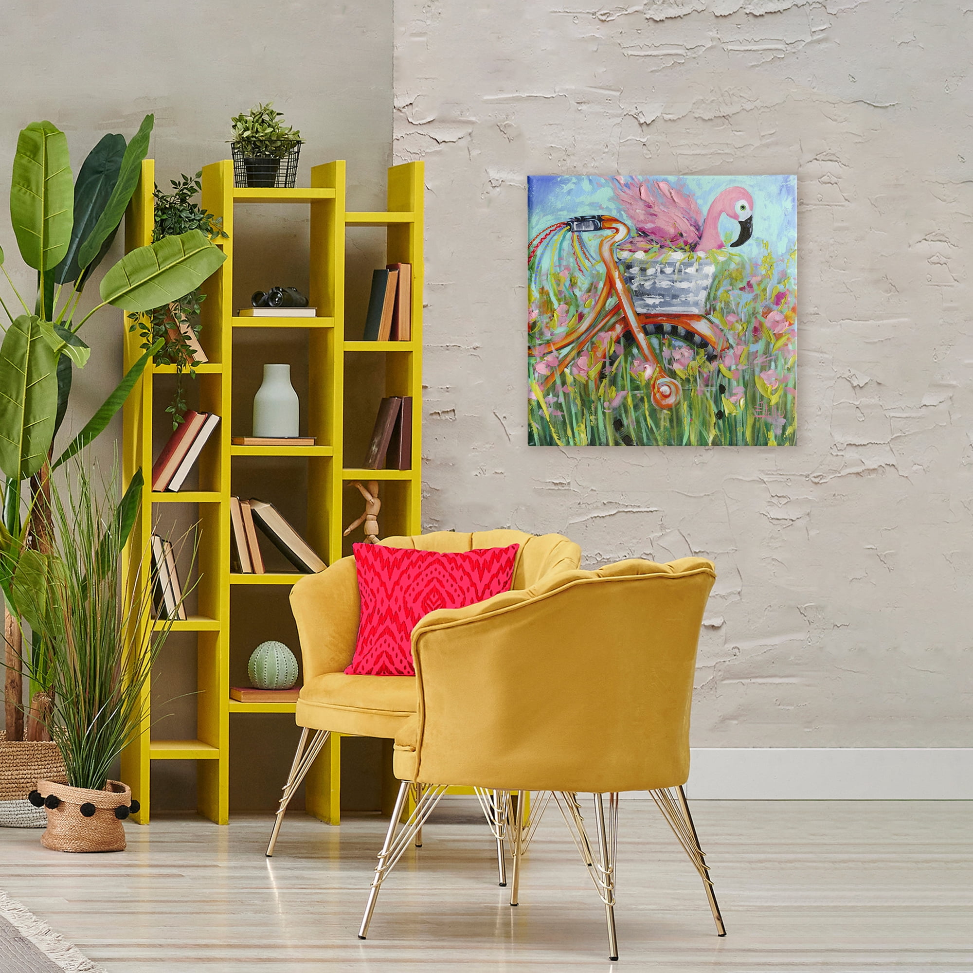 Stupell Industries Flamingo's Free Bicycle Ride Canvas Wall Art, design by Estelle Grengs