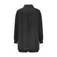 thumbnail image 7 of Women's 2 Piece Summer Outfits Long Sleeve Cutout Button Down Shirts Shorts Cotton Trendy Oversized Loose Lounge Set, Black, S, 7 of 7
