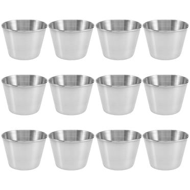 12Pack Commercial Grade Stainless Steel Dipping Sauce Cups, Small Ramekin Portion Condiment Containers
