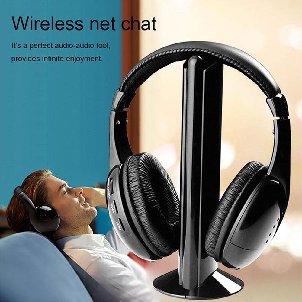 New 5 in 1 Wireless Cordless Multi-Functional Headphones Headset with Mic for PC TV Radio,Listen, MP3, PC, TV, Audio Mobile Phones - image 5 of 10