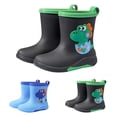 thumbnail image 3 of XIMIN Kids Rain Boots Easy-On Rubber Boots Boys Girls Cute Cartoon Dinosaur Waterproof Anti-Slip Color Block Playing Rainboots Rainy Outdoor Shoes, 3 of 4