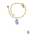 thumbnail image 2 of Delight Jewelry Silvertone Large Translucent Hot Pink & Blue Flying Butterfly Gold-tone Paw Infinity Link Chain Bracelet, 6"+2" Extender, 2 of 3