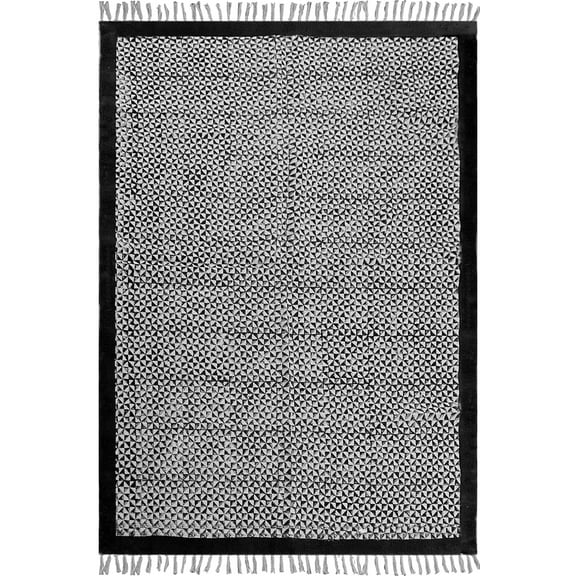 Casavani Handmade Cotton Area Rugs for Kitchen Yoga Mats, Black 2x3 feet