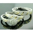 thumbnail image 3 of 925 Sterling Silver Women's Men's White Diamond Wedding Trio Ring Set -14, 3 of 4