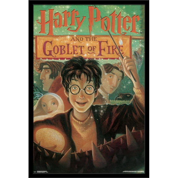 24X36 Harry Potter and the Goblet of Fire - Book Cover Wall Poster, 24" x 36", Framed