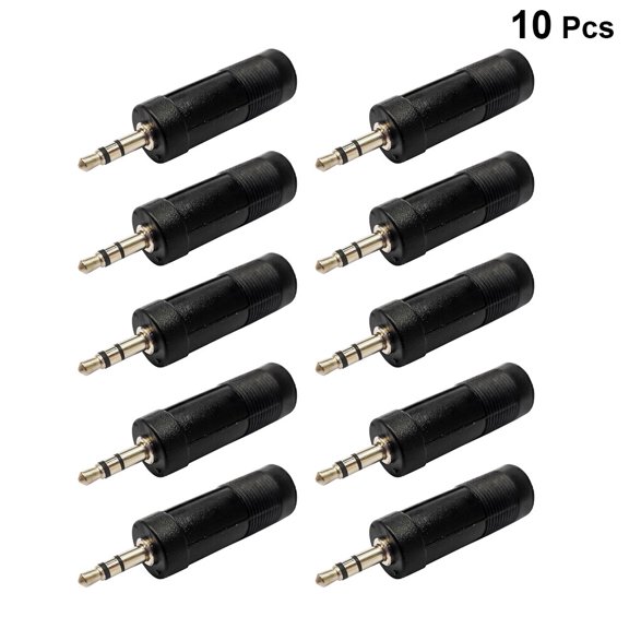 HEMOTON 10Pcs 3.5mm to 6.5mm Microphone Adapter Black 6.5mm Female to 3.5mm Male