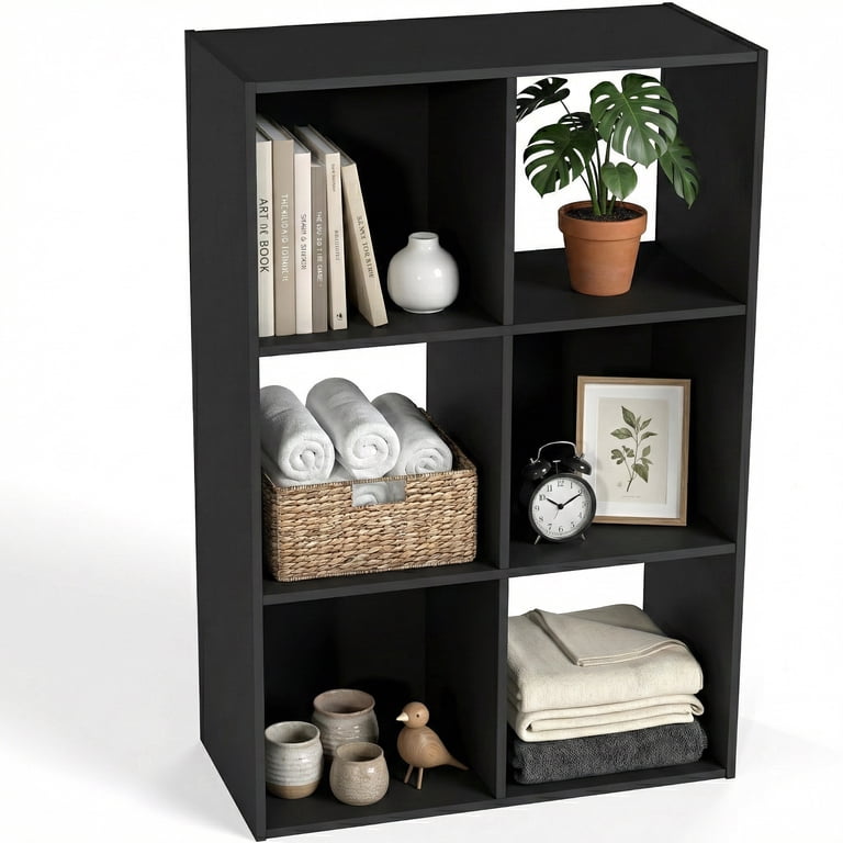 TrumanPick 6 Cube Storage Organizer Bookshelf, Black photo 1