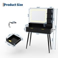 thumbnail image 6 of Fluted Vanity Desk with Mirror and Lights, 31 in Small Makeup Vanity Storage Cabinet & 2 Drawers, 3 Lighting Modes, Stylish Dressing Table for Bedroom, 6 of 8