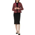 thumbnail image 2 of MODA NOVA Vintage Tweed Jacket for Juniors Plaid Notched Collar Work Office Blazer with Belt Wine Red XS, 2 of 5