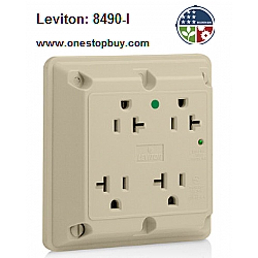 Leviton 8490I 4In1 Quad Receptacle Surge Hospital Grade 520R 20A 125V Ivory