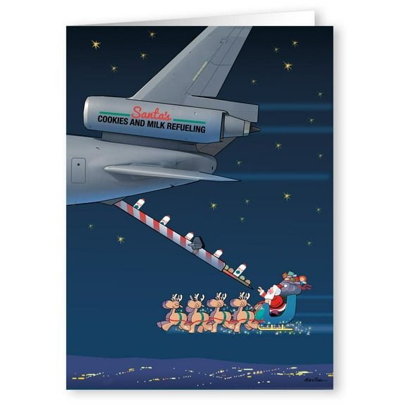 Cookies and Milk Refueling Santa - Funny Holiday Christmas Cards - 18 Cards and 19 Envelopes