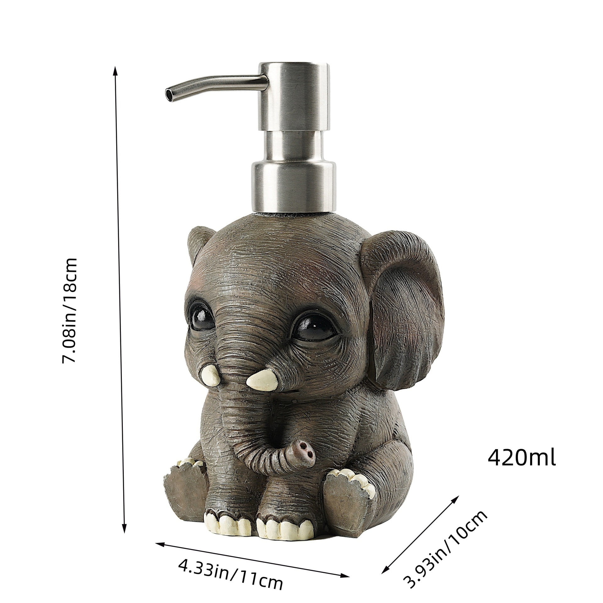 WiMiFar Elephant Gray Resin Soap Dispenser for Bathroom