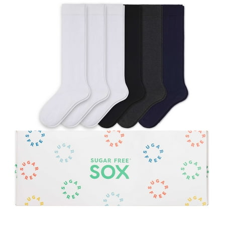 

Sugar Free Sox Gift Box Health & Comfort Womens Knee High Non-Binding Comfort Socks 6 PK (Black Navy Grey White M)