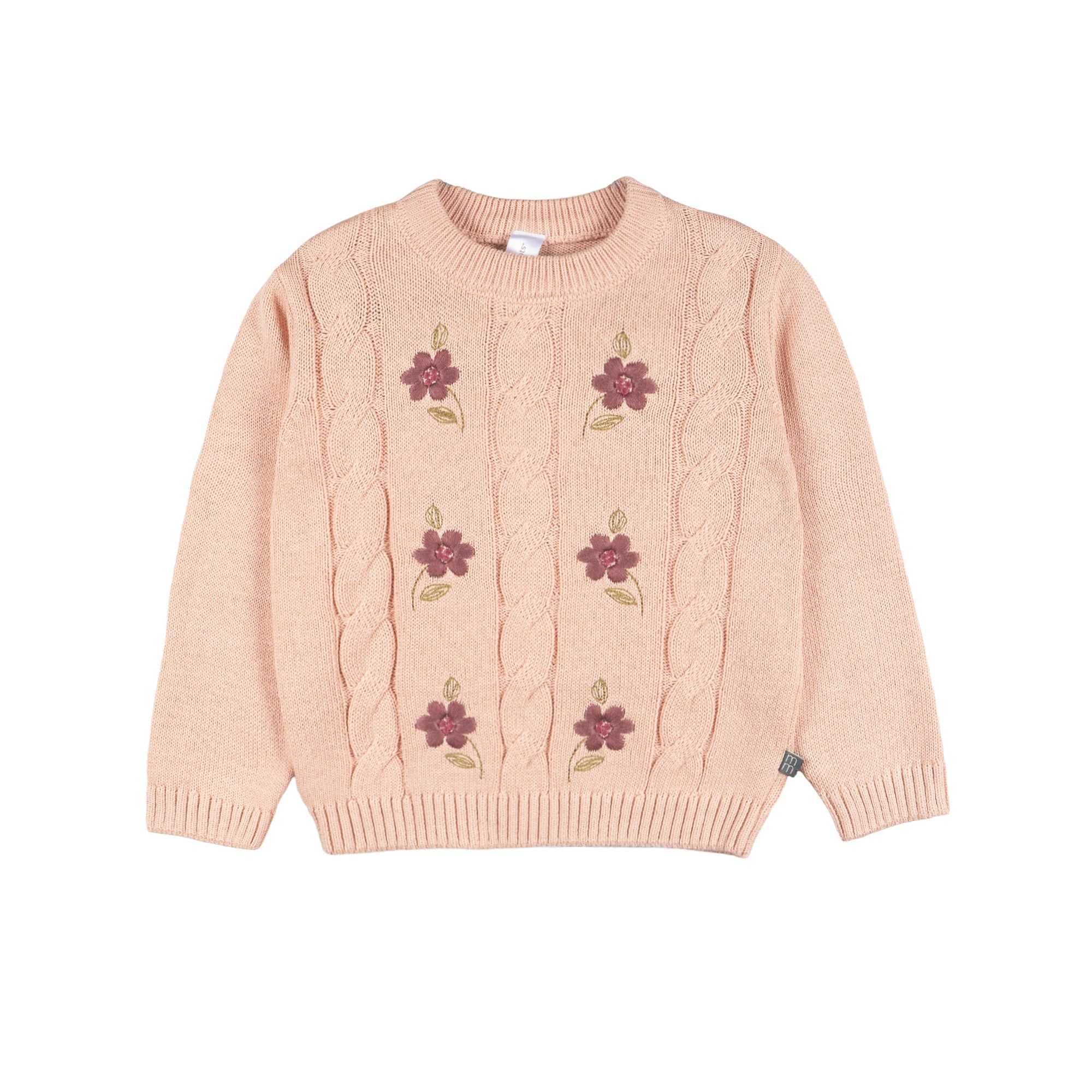 Modern Moments by Gerber Toddler Girl Embroidered Cabel Sweater, Sizes 12 Months - 5T