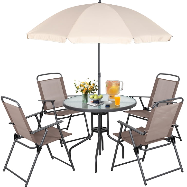 6-piece patio set with umbrella walmart Shintenchi 6 Piece Dining Umbrella, Outdoor Furniture Set with 4 Folding Chairs and Tempered Glass Top Dining Table fot Lawn Backyard Garden Porch Black : Patio, Lawn & Garden pool umbrellas outdoor FINISH:Plain With heavy BURTON AIR 6.1 Snowboard