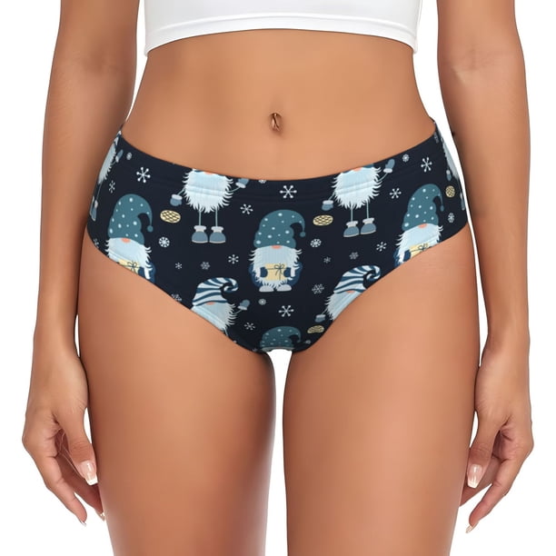 Fotbe Christmas Gnome blue Calzones Estampados para Mujer – Ropa Interior de Algodón, Cómoda, Suave y Elástica-Large