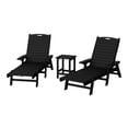 thumbnail image 3 of WestinTrends Malibu 3-Piece Outdoor Chaise Lounge Set with Side Table, All-Weather Poly Lumber, 5-Position Backrest, Lawn Pool Patio Furniture, Black, 3 of 14