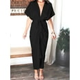 thumbnail image 4 of Krumba Women Button Down Dress: Summer Casual V - Neck Tie Waist Maxi – Comfort for Beach Party Wedding Outdoor Gatherings Black Size XL, 4 of 6